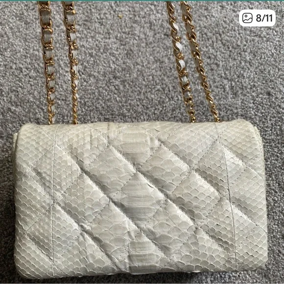Genuine python quilted 2.55 ivory chain handbag - Picture 8 of 10
